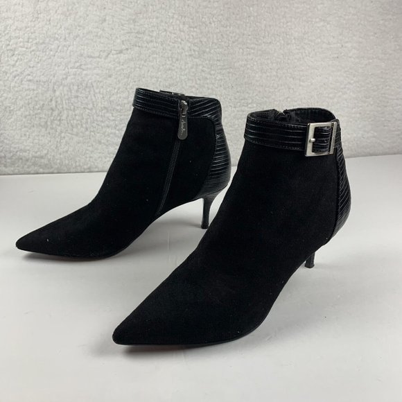 Charles by Charles David Agent Pointed Toe Ankle Boot Womens 8M Black Suede 7893 - Picture 4 of 9